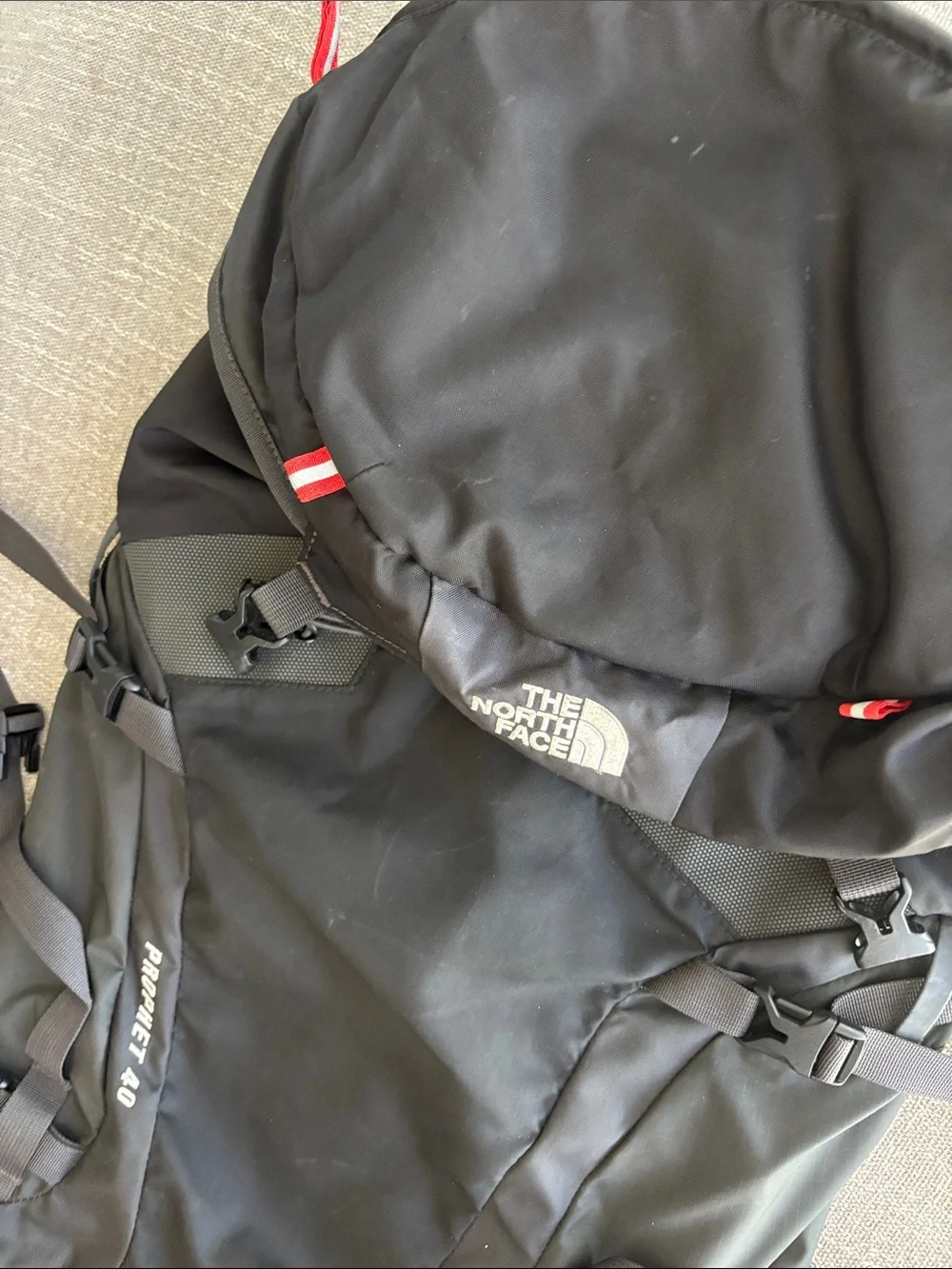 The North Face Black Backpack with Red Accents - Men's Hiking Pack